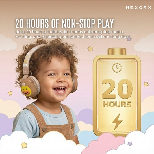 NEXORX NexTunes 002 Kids Bluetooth Headphones – 20H, Safe 85dB, Foldable - Marah Kids