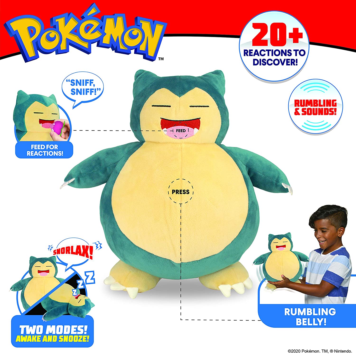 Jaswar - Pokemon Feature Plush Snooze Act.Snorlax - Marah Kids