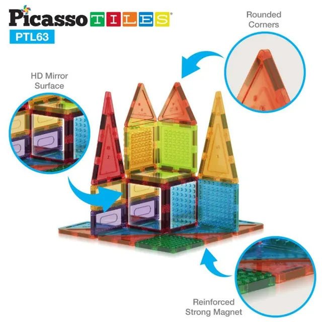Picasso Magnetic Bricks+Tiles 63Pcs - Marah Kids