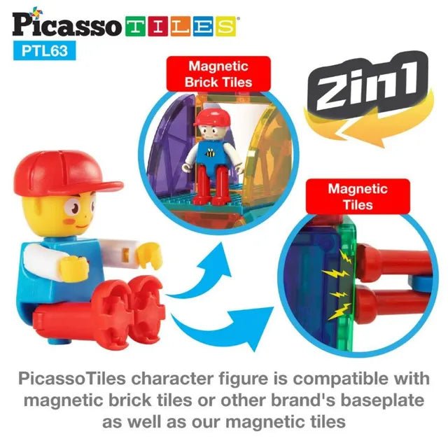 Picasso Magnetic Bricks+Tiles 63Pcs - Marah Kids