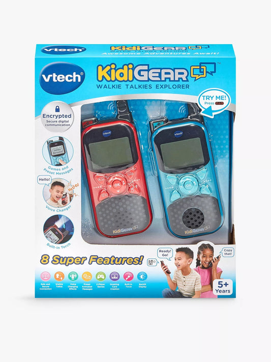 Vtech KidiGear Walkie Talkies Explorer – Kids' indoor and Outdoor Walkie Talkies with Secure Digital Connection, Torch, Voice Effects, Animations & Games | Toy for Ages 5–7+ - Marah Kids