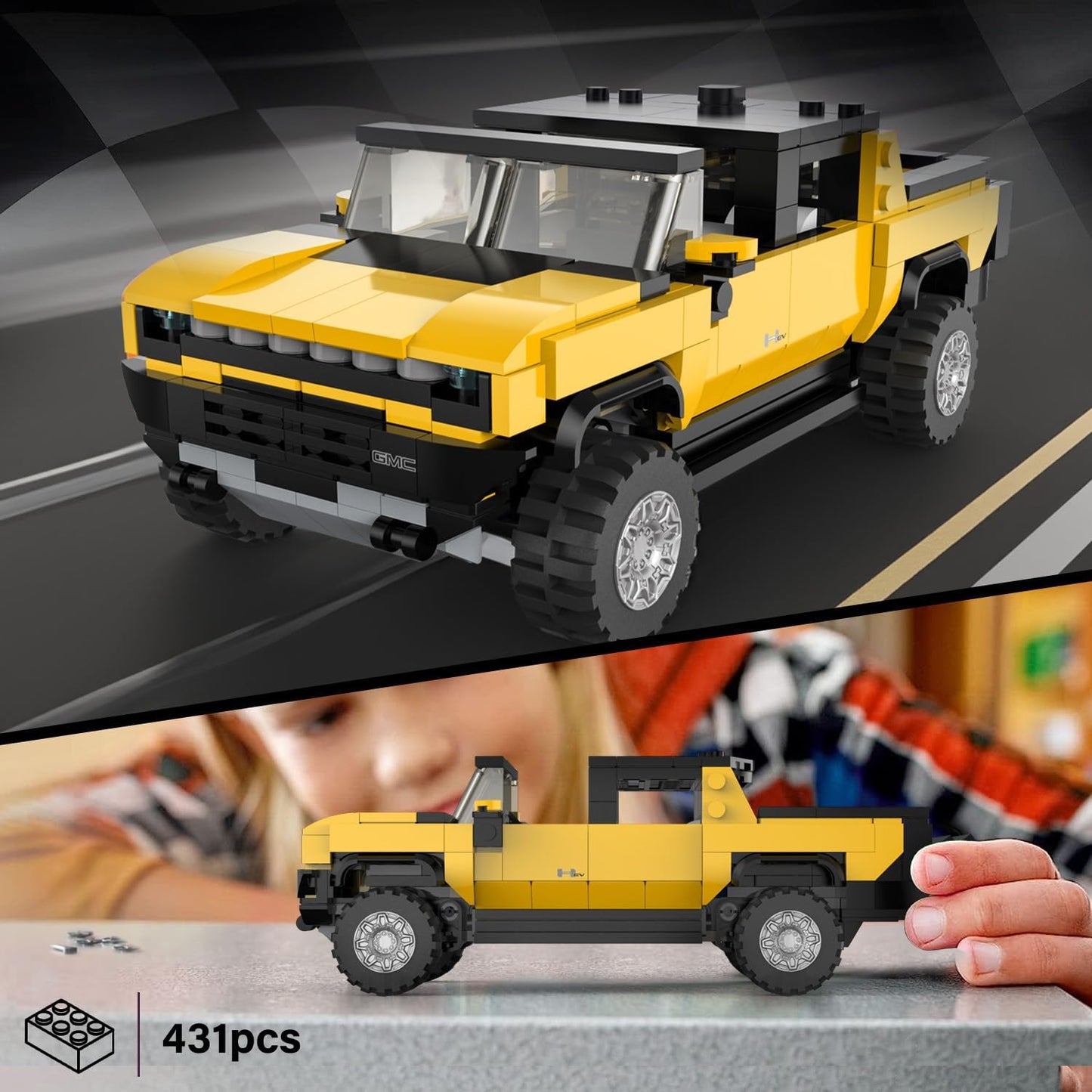 Rastar Bricks - Hummer EV Yellow - 431 Pieces - Marah Kids