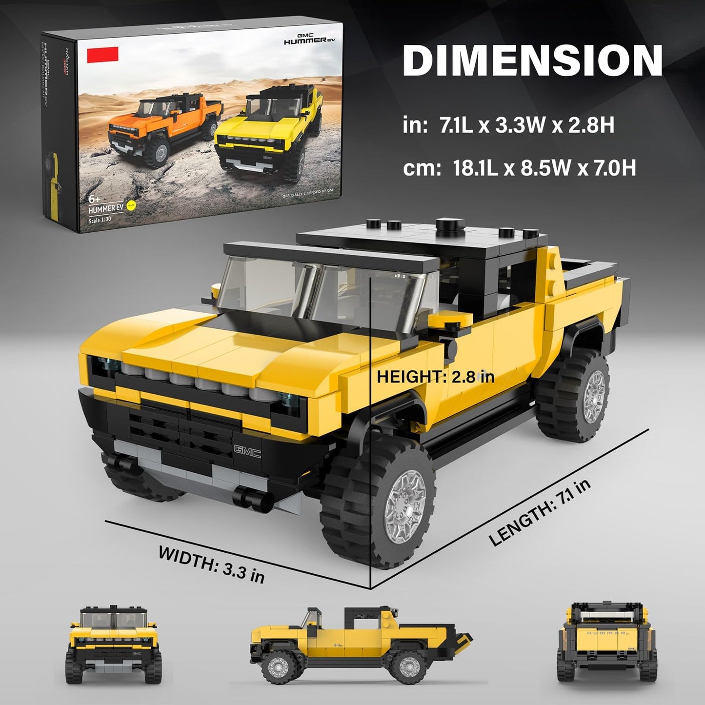 Rastar Bricks - Hummer EV Yellow - 431 Pieces - Marah Kids