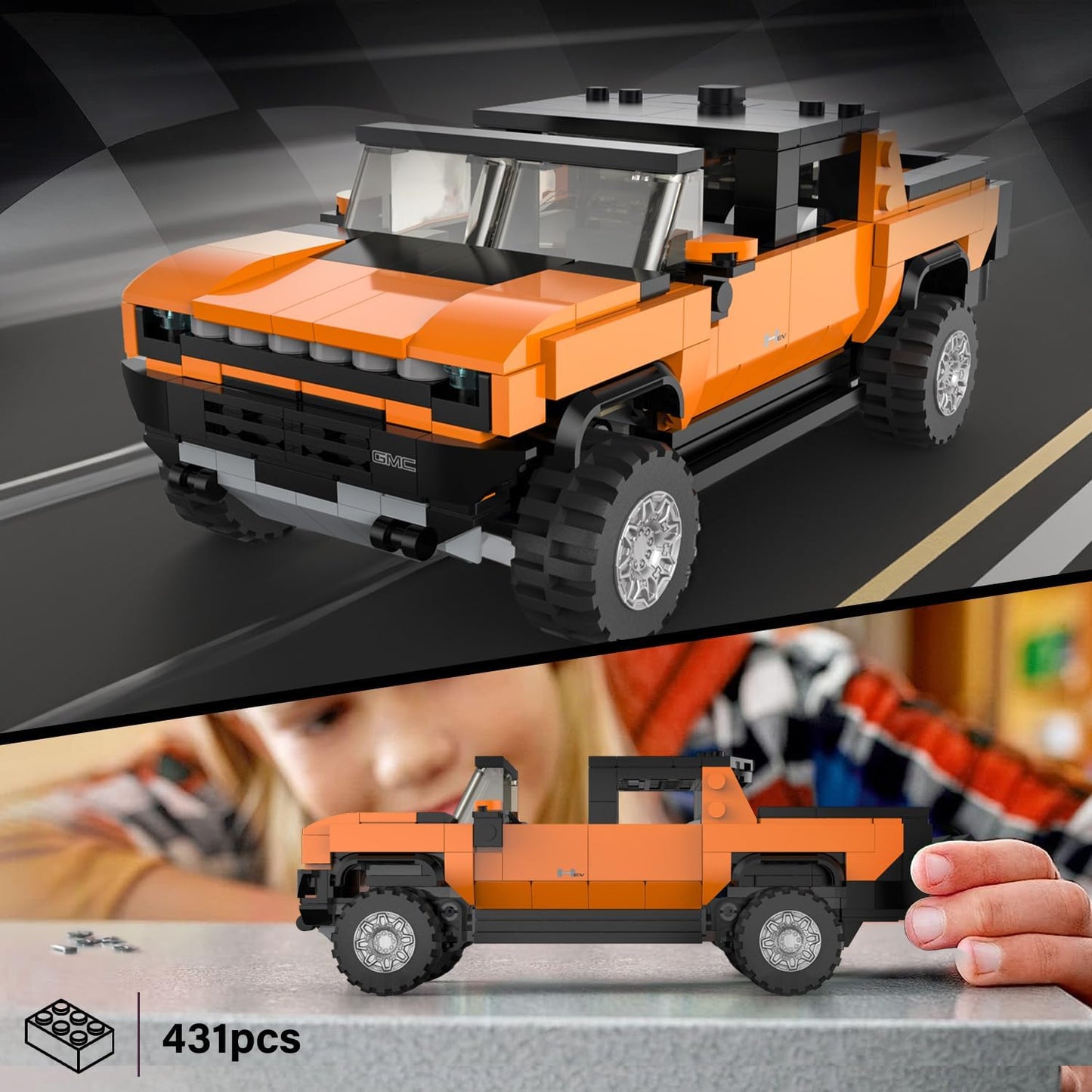 Rastar Bricks - Hummer EV Orange - 431 Pieces - Marah Kids