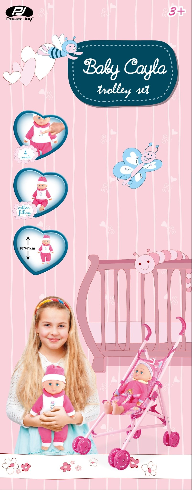 Power Joy - Baby Cayla Trolley W/Doll 40Cm Set - Marah Kids
