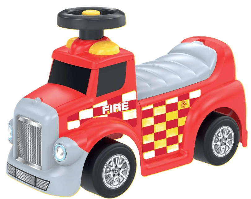 My First Foot to Floor Fire Engine – Multicolour | Toddler Walker Foot to Floor Slider | Hidden Storage Space, Moveable Steering Wheel & Squeaky Horn | Pre - School & Nursery Walking Aid | Ages 1+ (Fire Engine) - Marah Kids