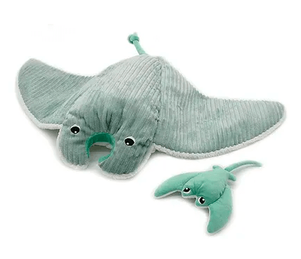 Mentalou Manta Ray Mommy & Baby Plush Set – Soft Stuffed Ocean Toy Mint - Marah Kids