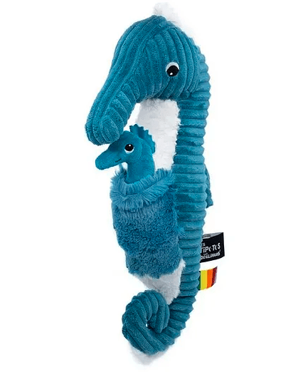 Papadou Seahorse Dad & Baby Plush Set – Gentle Pea Stuffed Animal Toy Blue - Marah Kids