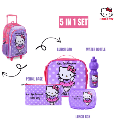 SANRIO HELLO KITTY YOU ARE AWESOME 5IN1 TROLLEY BOX SET 18" - Marah Kids