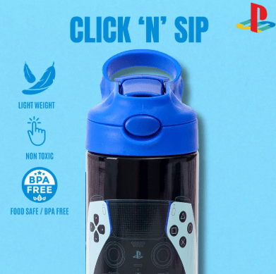 Sony Playstation Controllers Plastic water bottle with strap 400ml - Marah Kids