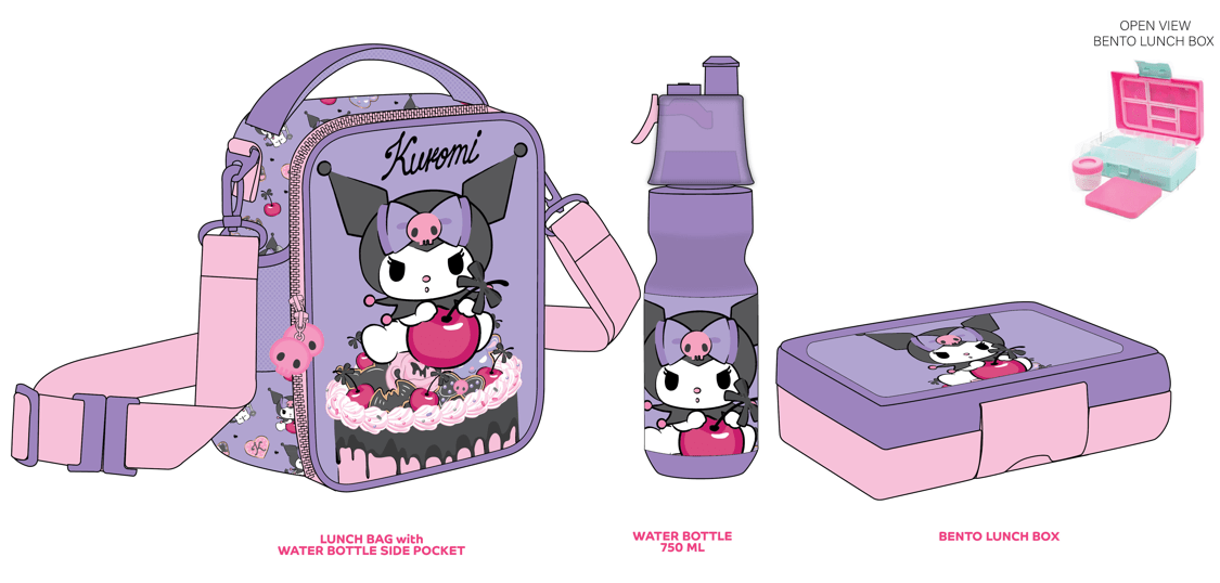 Sanrio Kuromi Cherry Cookie 3 In 1 Set - Marah Kids