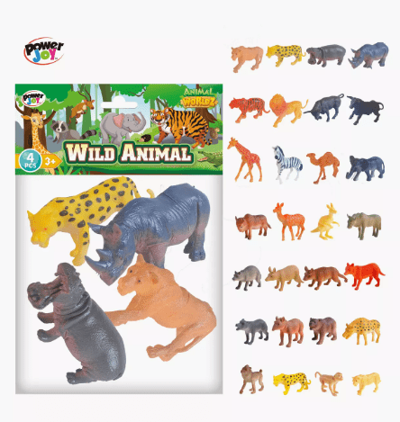 Power Joy Animal Worldz Safari Animal 6inches 4pieces - Marah Kids