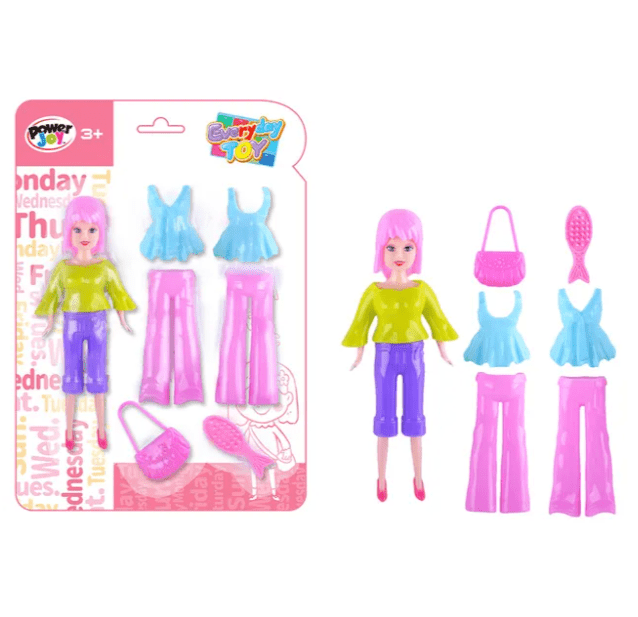 Power Joy Everyday Toy Fashion Doll Snap On 7pieces - Marah Kids