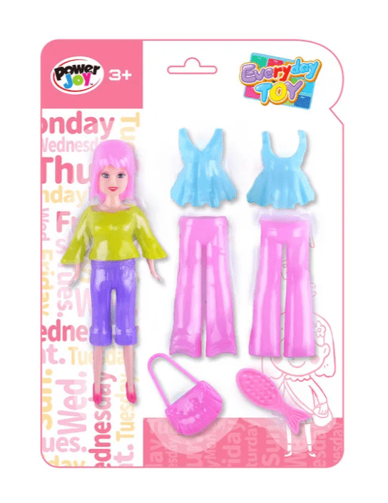 Power Joy Everyday Toy Fashion Doll Snap On 7pieces - Marah Kids