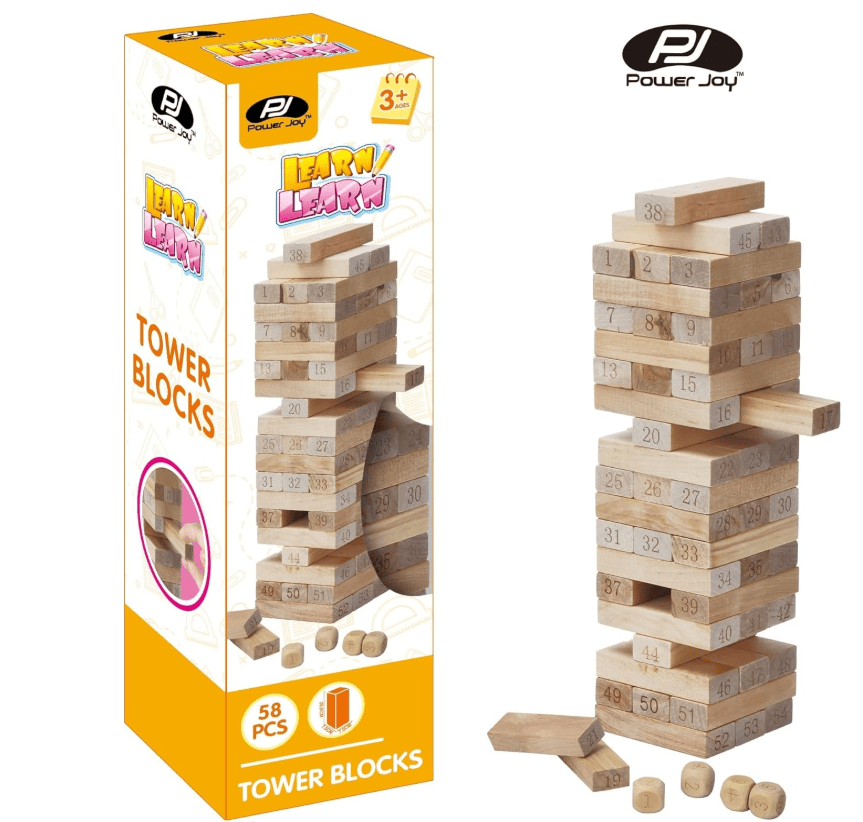 Power Joy Tower Blocks 54 pieces with 4 Dices - Marah Kids