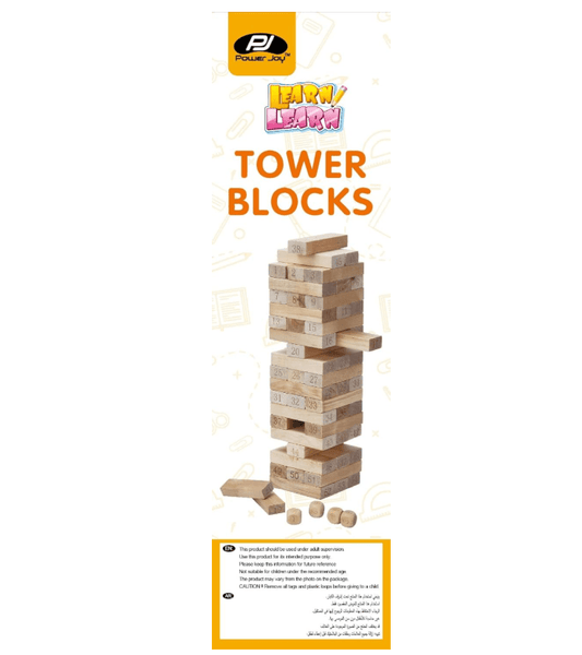 Power Joy Tower Blocks 54 pieces with 4 Dices - Marah Kids