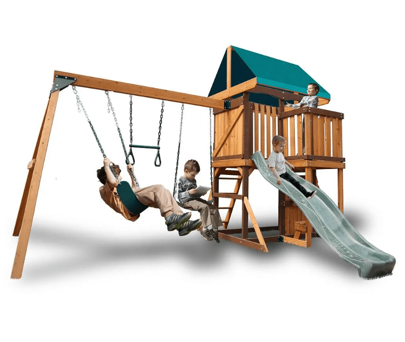 Mount Peak - Logan Swing Set & Playhouse with balcony - Marah Kids