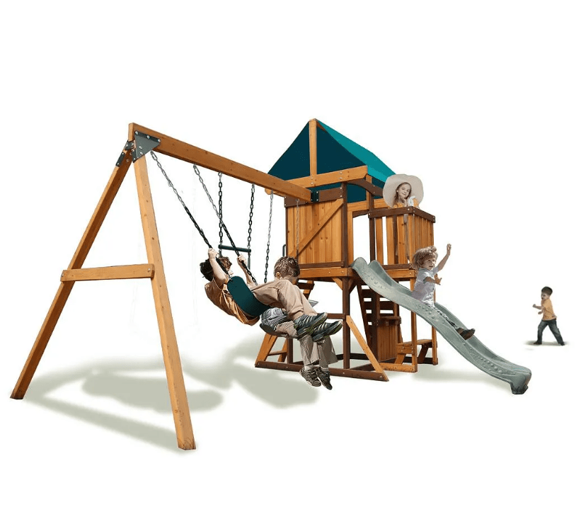 Mount Peak - Logan Swing Set & Playhouse with balcony - Marah Kids