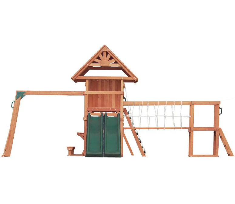 Mount Peak - Double Decker Everest Swing Set & Playhouse with wooden roof