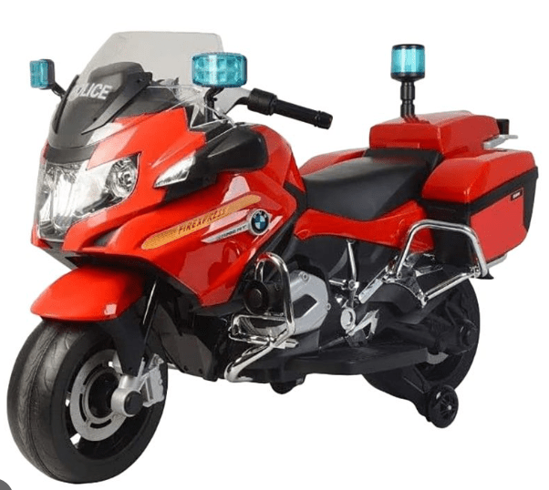 BMW Kids Police Bike Electric Ride On Motorcycle 12V Red - Marah Kids