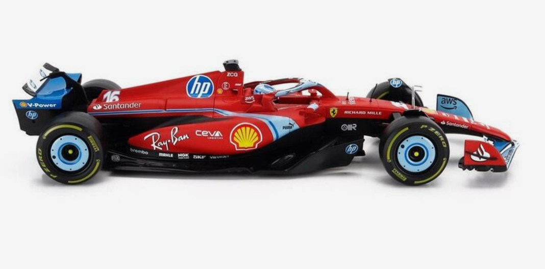 Bburago 1:18 Ferrari Formula (with helmet & plastic stand) - SF24 (MIAMI GP)