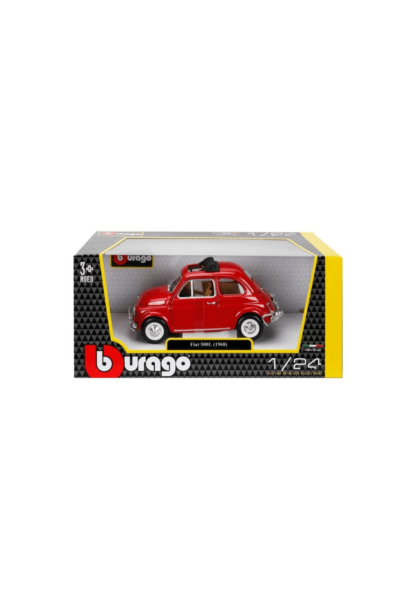 Bburago 1968 Fiat 500L 1:24 Scale Diecast Model Car - Marah Kids
