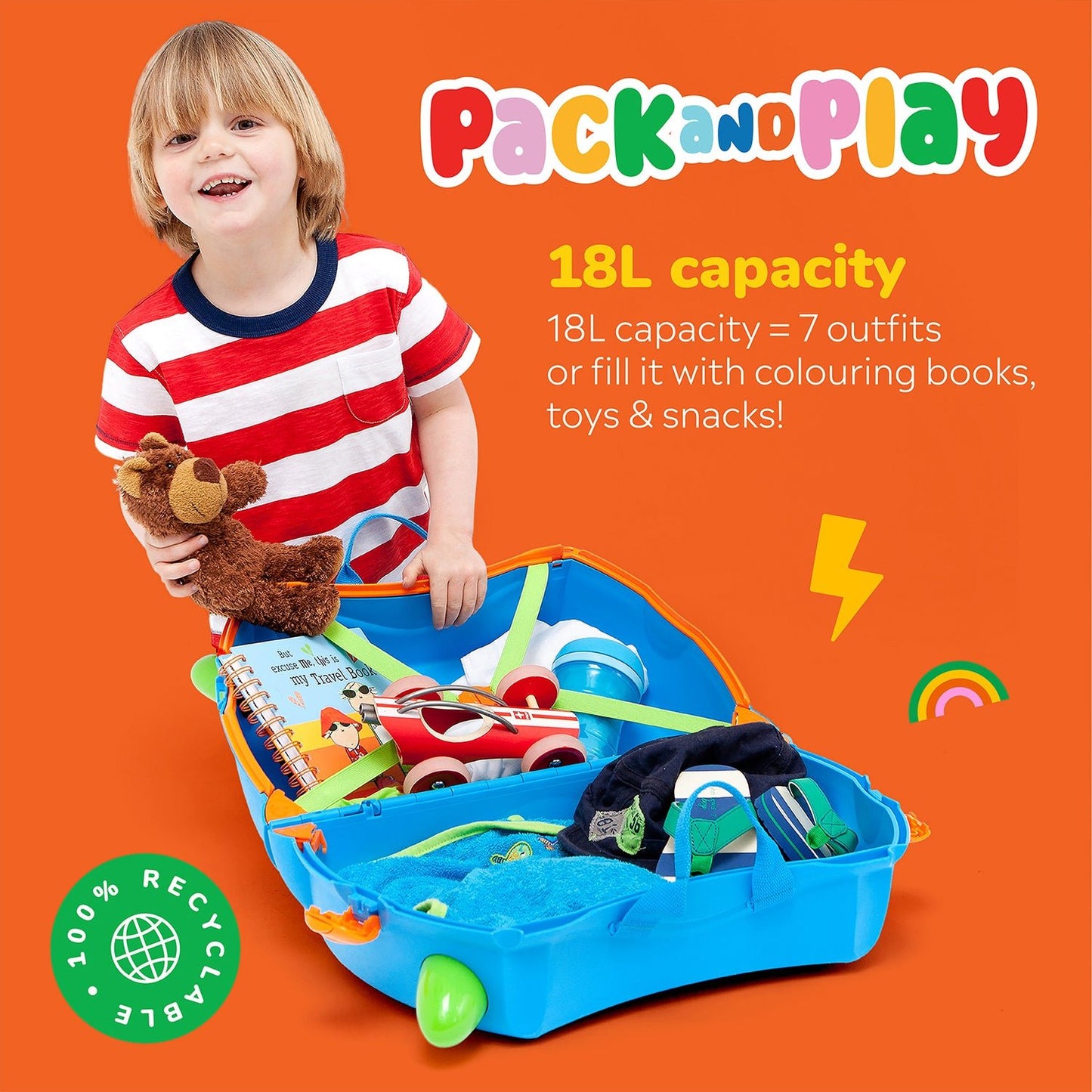 Trunki Ride - On Suitcase - Una Unicorn: Teal Toy Gift for 3 - 4 Year Old Girls - Marah Kids