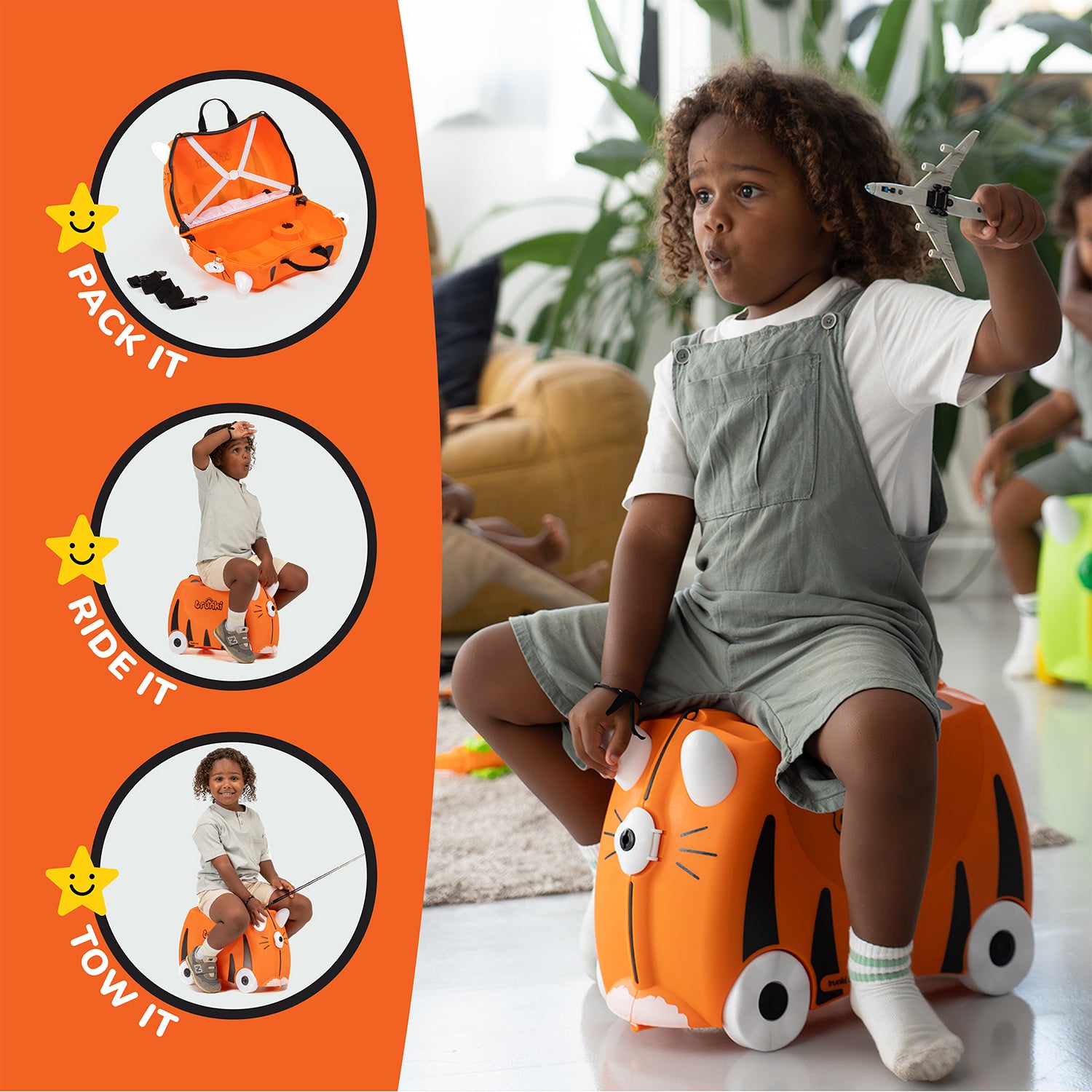 Trunki Ride - On Suitcase - Tipu Tiger: Toddler Travel Toy, Ages 3+ - Marah Kids