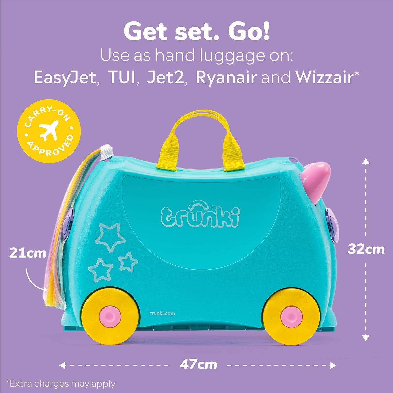 Trunki Ride - On Suitcase - Una Unicorn: Teal Toy Gift for 3 - 4 Year Old Girls - Marah Kids