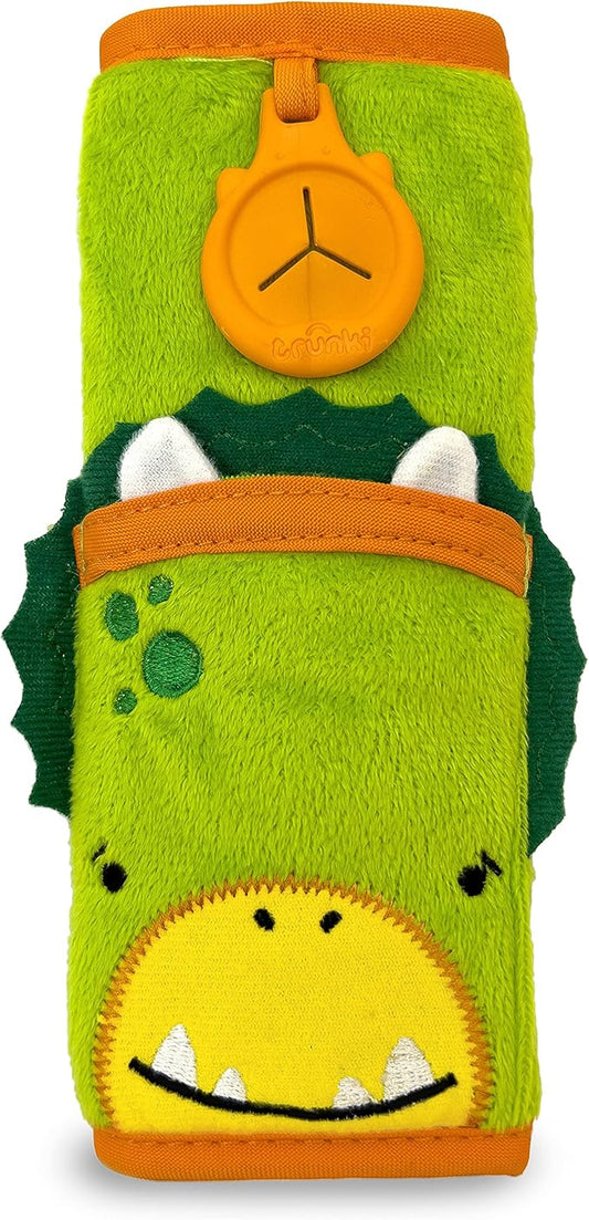 Trunki Seat Belt Pads - Dudley Dino: Comfy Kids Seatbelt Cover, Green - Marah Kids
