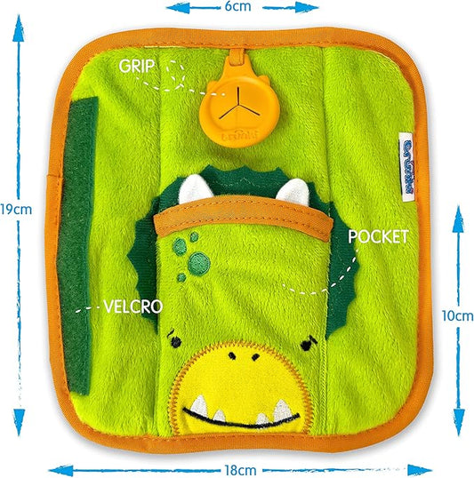 Trunki Seat Belt Pads - Dudley Dino: Comfy Kids Seatbelt Cover, Green - Marah Kids