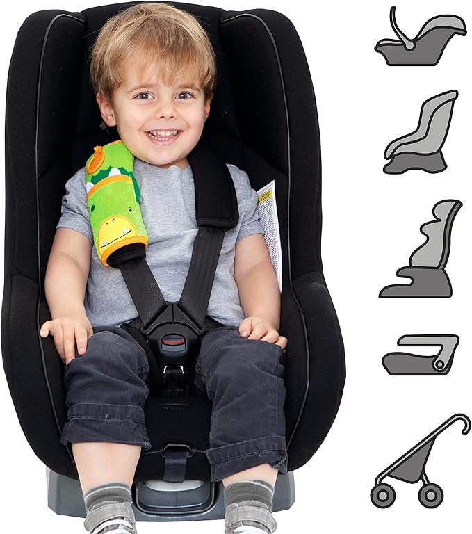 Trunki Seat Belt Pads - Dudley Dino: Comfy Kids Seatbelt Cover, Green
