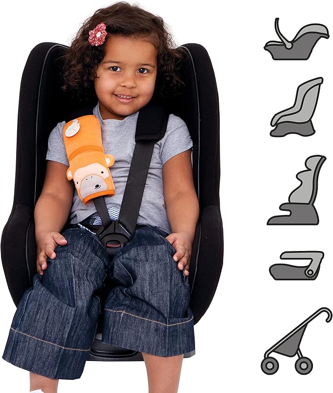 Trunki Seat Belt Pads - Mylo Monkey: Comfy Kids Seatbelt Cover, Orange - Marah Kids