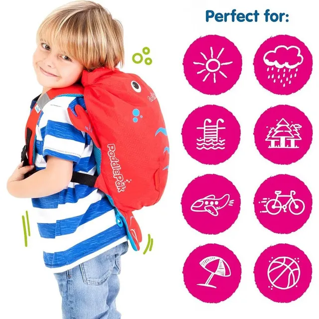 Trunki PaddlePak Waterproof Kids Swim Bag - Coral Tropical Fish (Red)