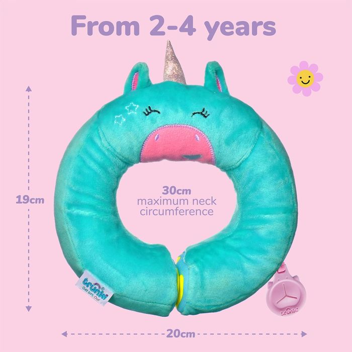 Trunki Kids Travel Neck Pillow & Chin Support, Una Unicorn - Turquoise - Marah Kids