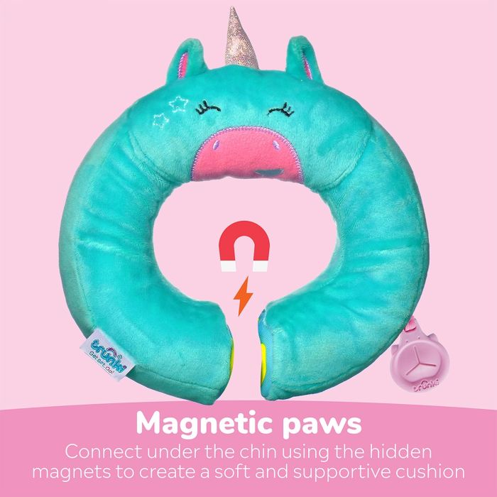 Trunki Kids Travel Neck Pillow & Chin Support, Una Unicorn - Turquoise - Marah Kids