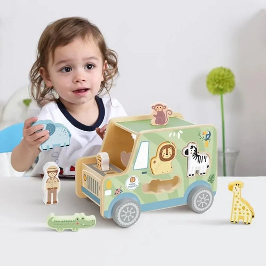Tooky Toys Animal Jeep kids wooden vehicle toy - view 3 | Marah Kids
