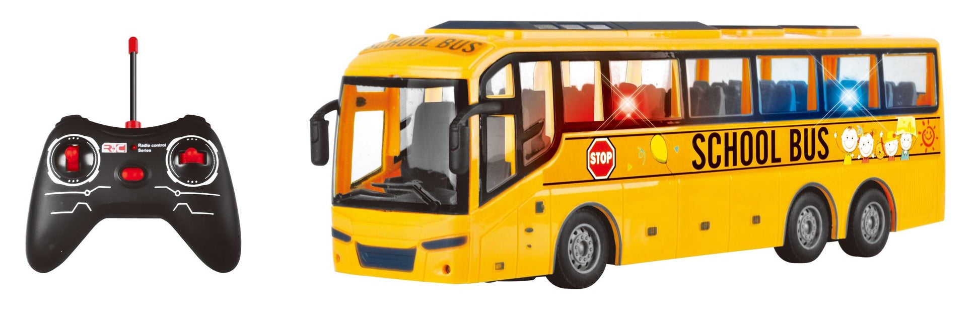Power Joy - Rc School Bus W/ Lights Bpc - Marah Kids