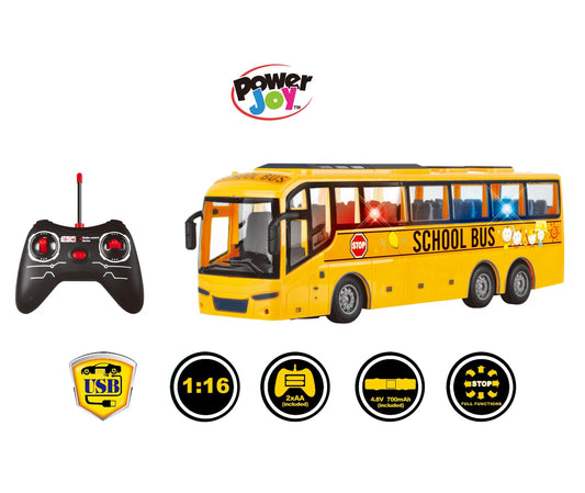 Power Joy - Rc School Bus W/ Lights Bpc - Marah Kids