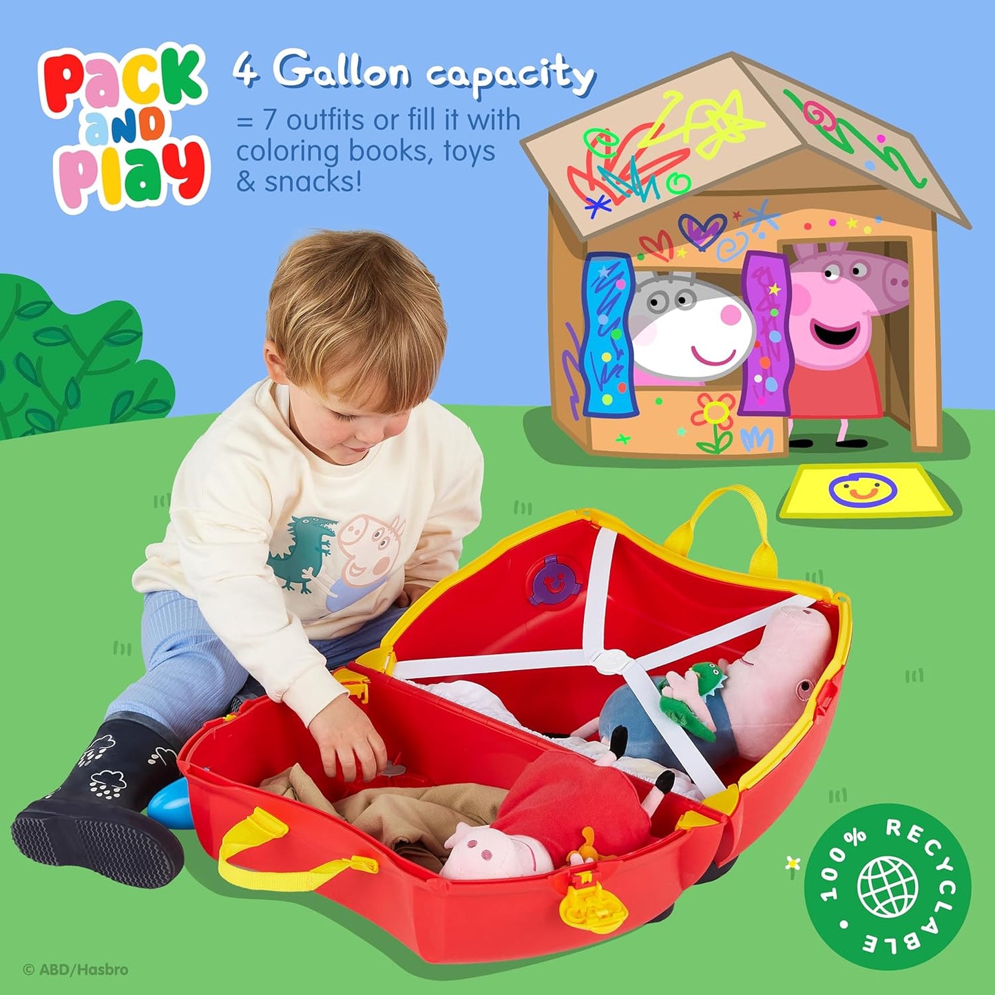 Trunki x Peppa Pig Ride-On Suitcase | 18L Travel Bag for Kids