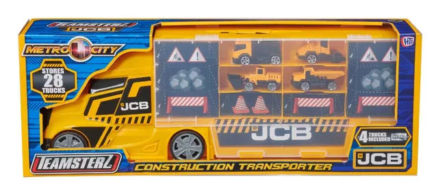 Teamsterz -Tz Jcb Medium Construction Transporter With 4 X Die-Cast Trucks