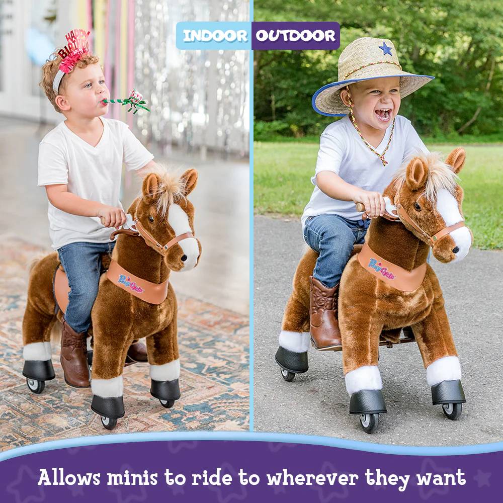 PonyCycle Ride on Horse Toy Boys and Girls Age 3 - 5 old - Brown - Marah Kids