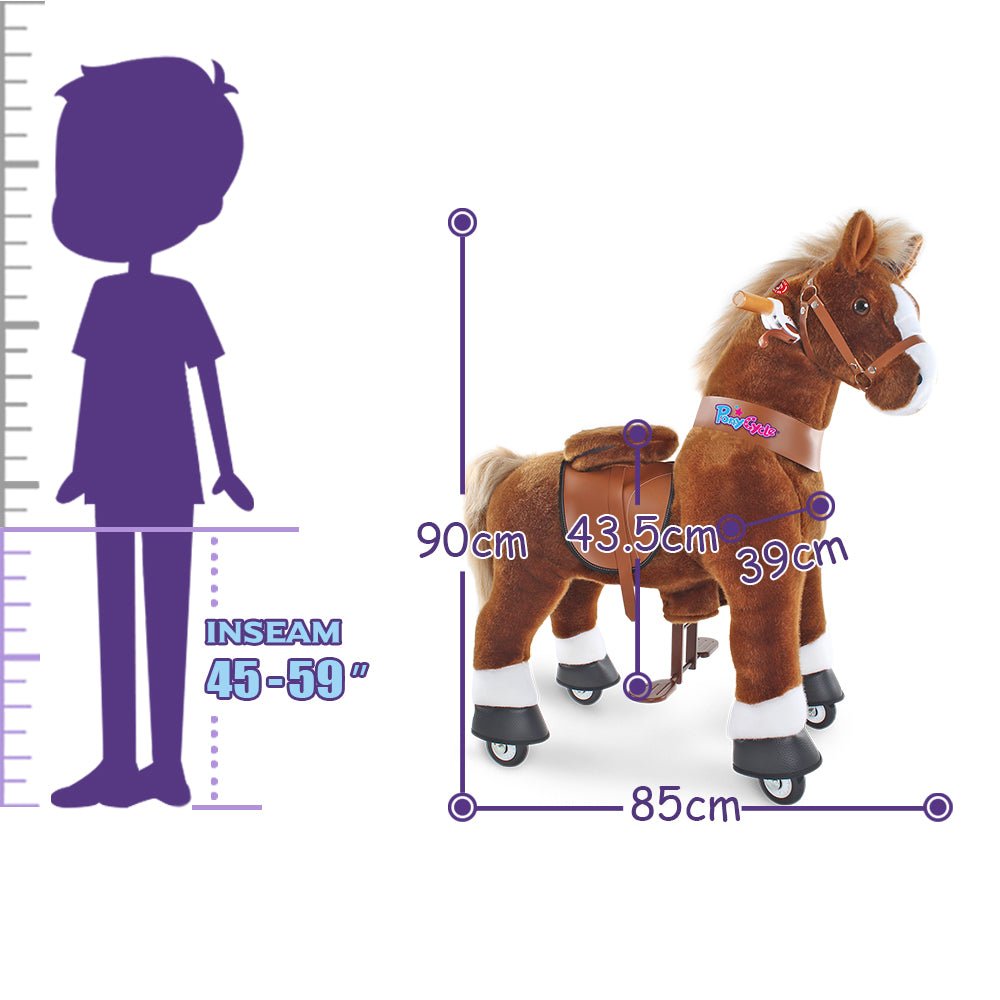 PonyCycle Ride on Horse Toy Boys and Girls Age 4 - 8 Years Old - Brown - Marah Kids