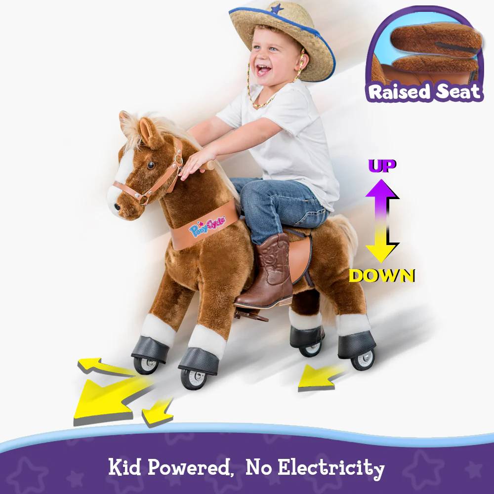 PonyCycle Ride on Horse Toy Boys and Girls Age 4 - 8 Years Old - Brown - Marah Kids