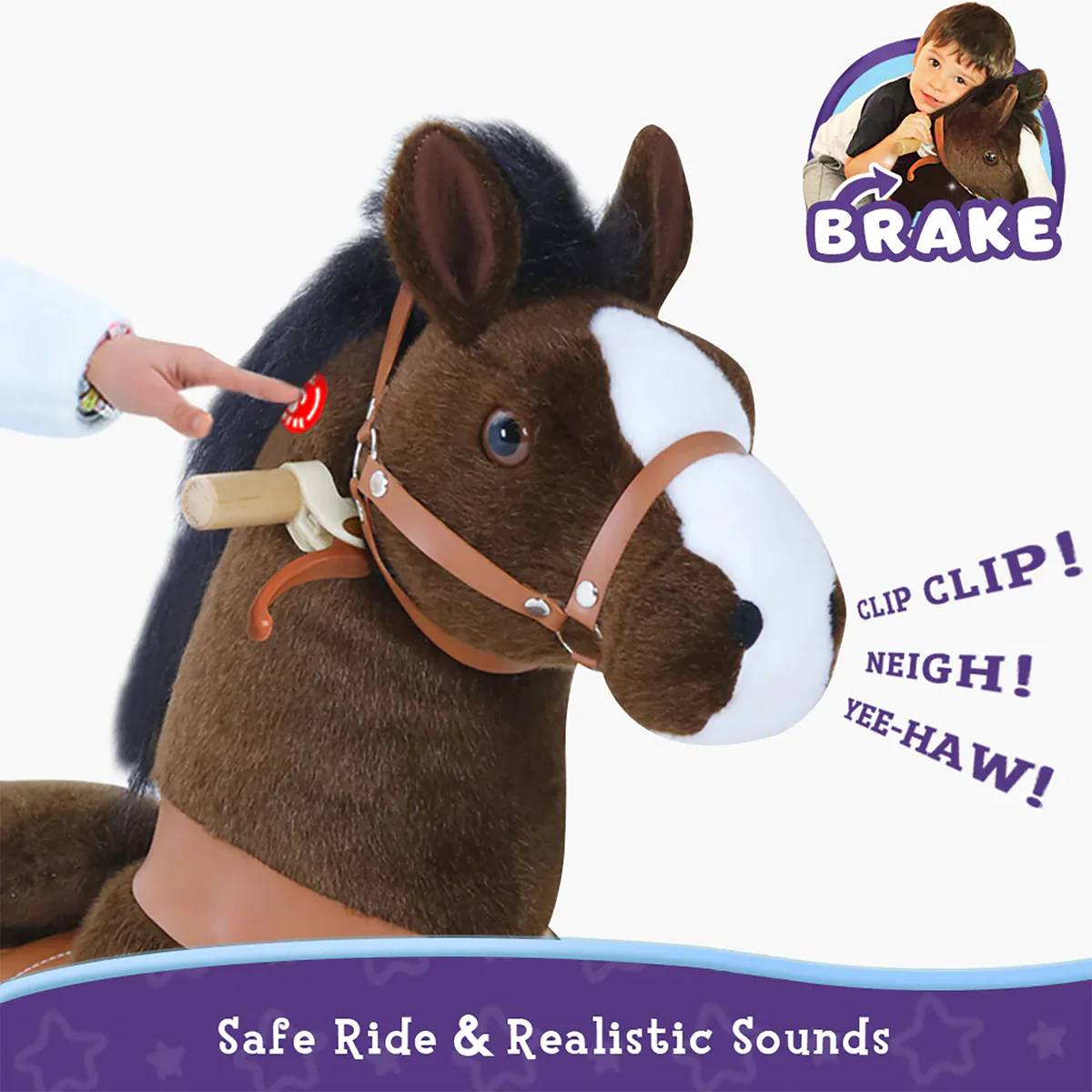 PonyCycle Ride on Horse Toy Boys and Girls Age 3 - 5 old - Chocolate Brown - Marah Kids
