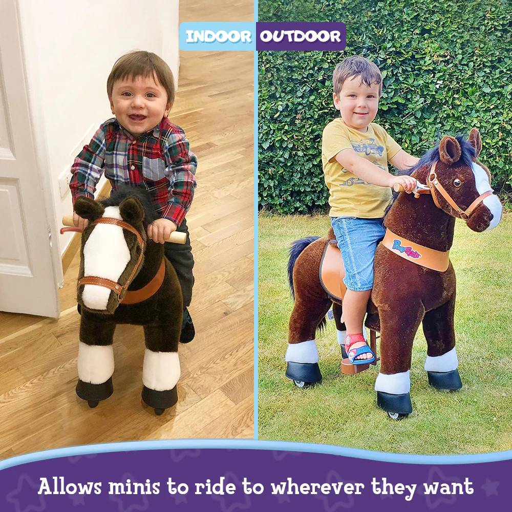 PonyCycle Ride on Horse Toy Boys and Girls Age 3 - 5 old - Chocolate Brown - Marah Kids