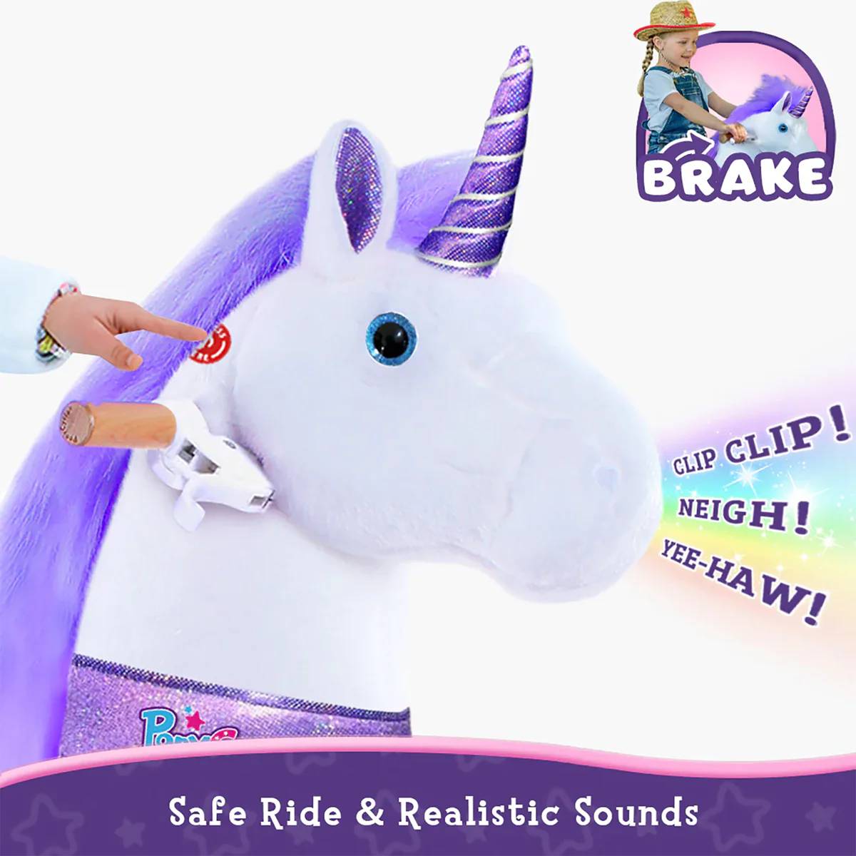 Pony Cycle Ride on Horse Unicorn Boys and Girls Ages 3 - 5 Year - Purple - Marah Kids