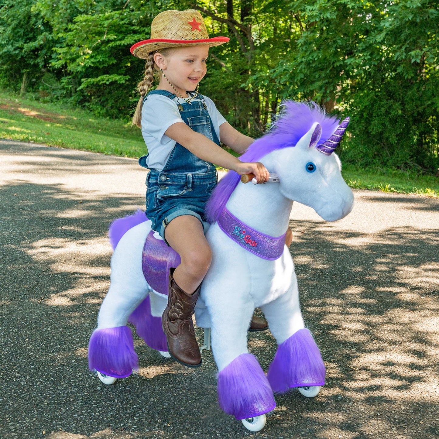 Pony Cycle Ride on Horse Unicorn Boys and Girls Ages 3 - 5 Year - Purple - Marah Kids