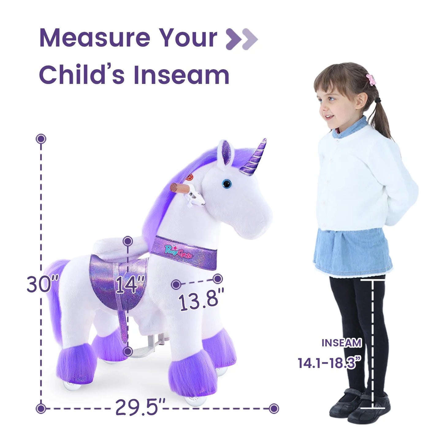 Pony Cycle Ride on Horse Unicorn Boys and Girls Ages 3 - 5 Year - Purple - Marah Kids