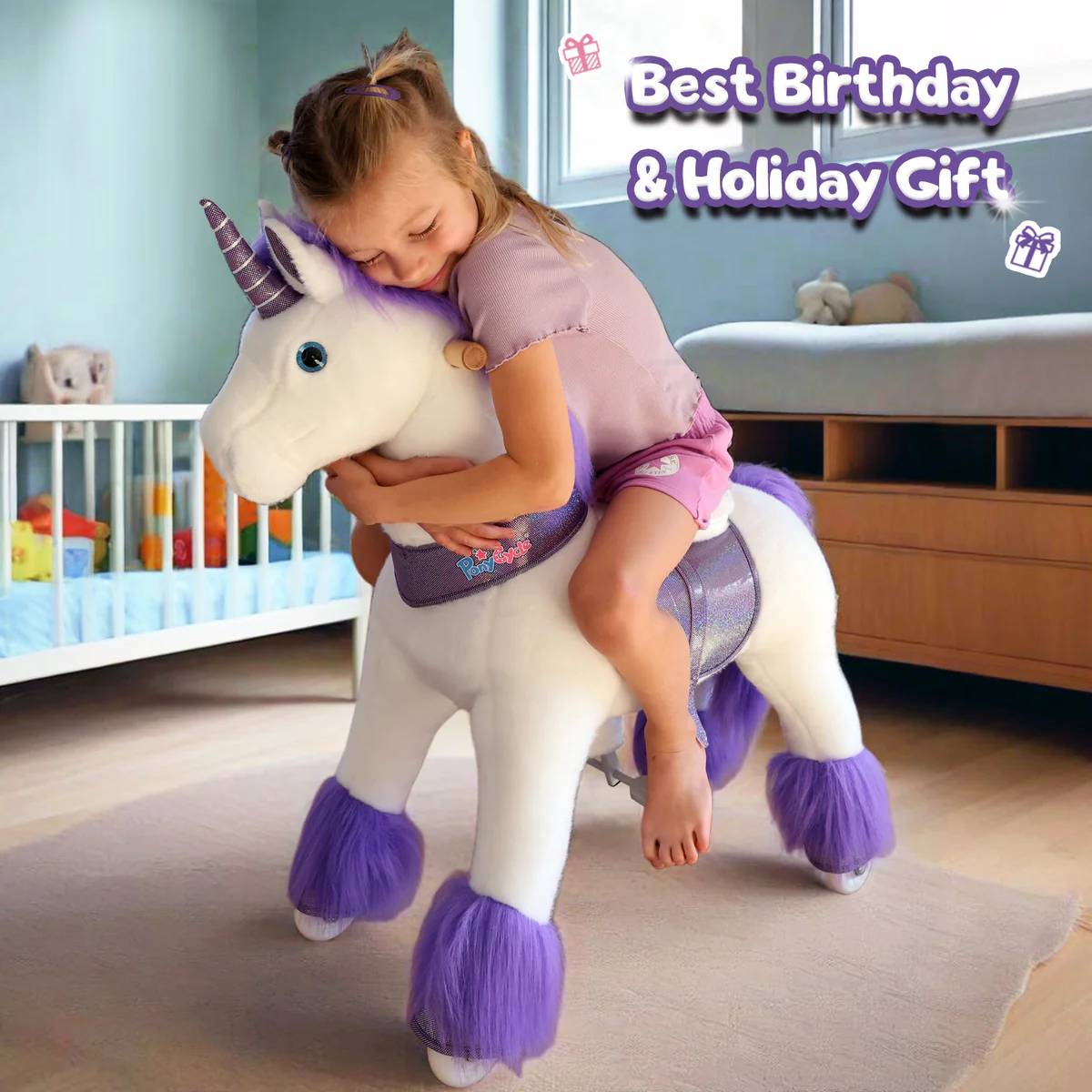 Pony Cycle Ride on Horse Unicorn Boys and Girls Ages 3 - 5 Year - Purple - Marah Kids